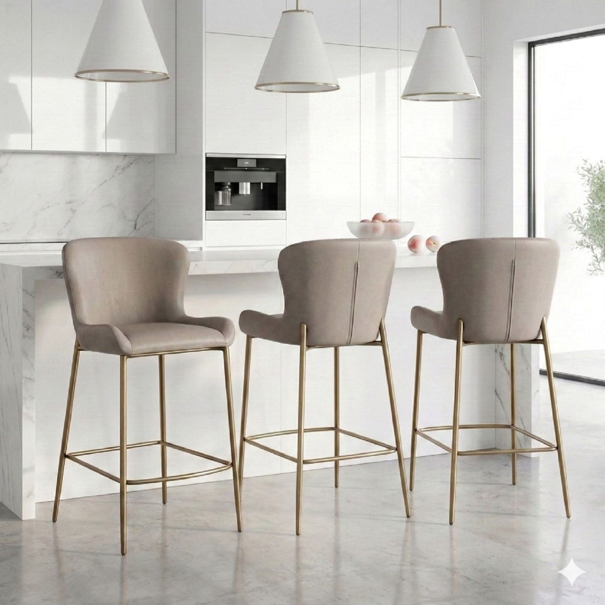Modern Counter Stool With Upholstered Seat