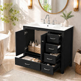 Bathroom Vanity With Sink Combo, 2 Soft Close Doors And 5 Drawers