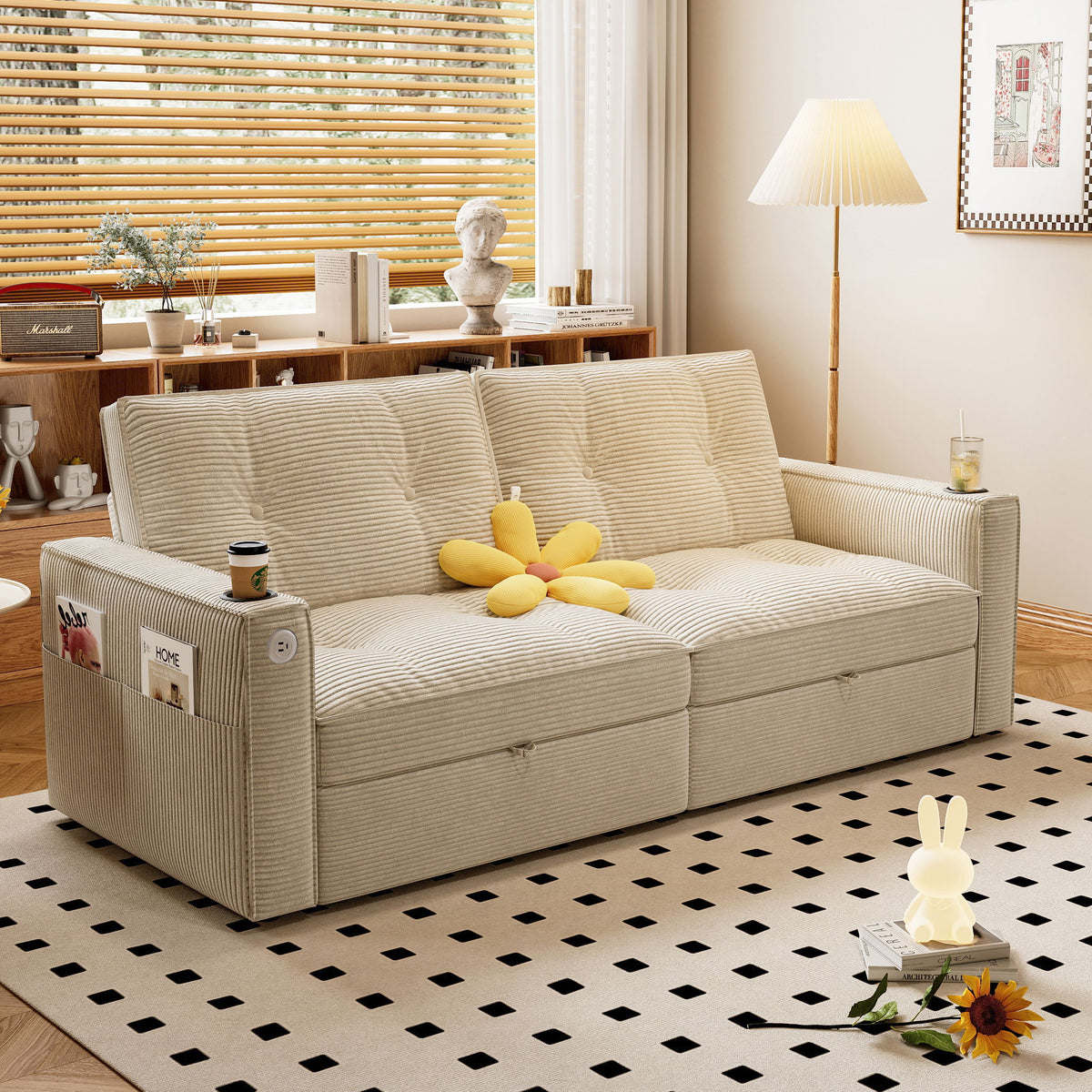 2 In 1 Convertible Sofa Bed For Living Rooms