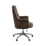 Dasan Dark Brown Top Grain Leather & Iron Swivel Office Chair