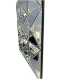3D Beveled Wall Mirror With Frame, Large Square Design For Living Room - Silver
