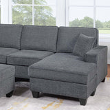 5 Piece Sectional Set Left Arm Loveseat With USB Port Corner Wedge Ottoman Armless Chair Right Arm Loveseat With Chaise - Gray / Slate