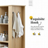 Modern Tall Storage Cabinet With Tilt-Out Compartment, Adjustable Shelves