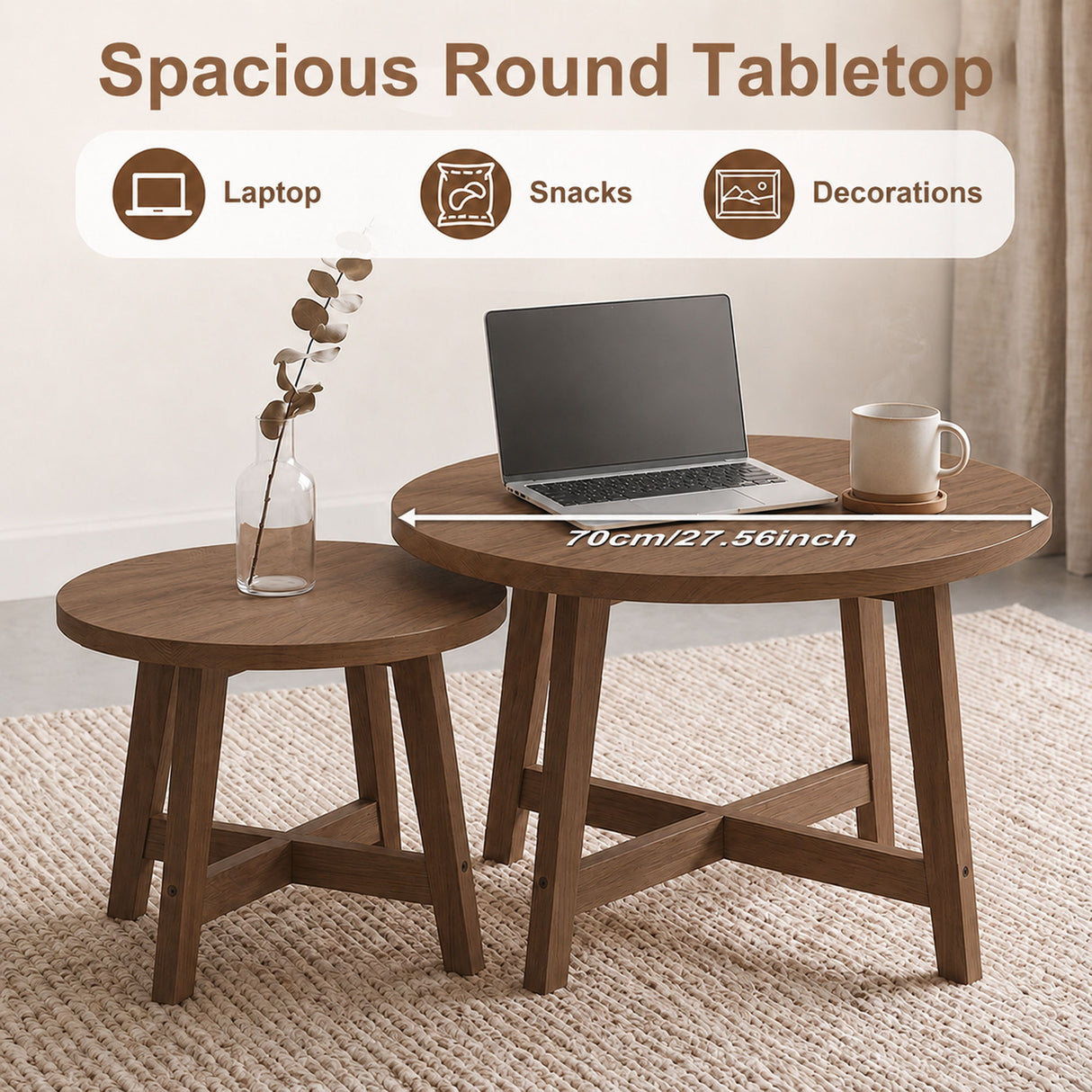 Round Nesting Stackable Tables For Living Room