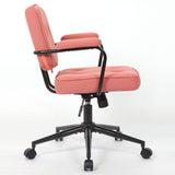 Button Mid Back Swivel Desk Chair With Curved Armrest - Pink