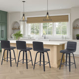 Vienna - Modern Counter Height Swivel Bar Stool - Black Brushed Wood Frame