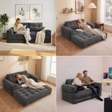 2 Seater Modular Corduroy Sofa With Chaise Lounge For Living Room