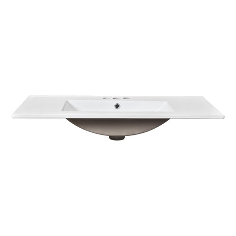 Single Bathroom Basin Sink Vanity Top Only & 3 Faucet Holes - White