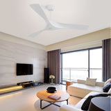 52" Ceiling Fan With Remote Control, Quiet Reversible DC Motor, For Indoor Outdoor Use - White