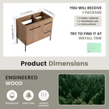 35" Freestanding Bathroom Vanity With Soft Close Doors And 2 Drawers (Vanity Only) - Imitative Oak