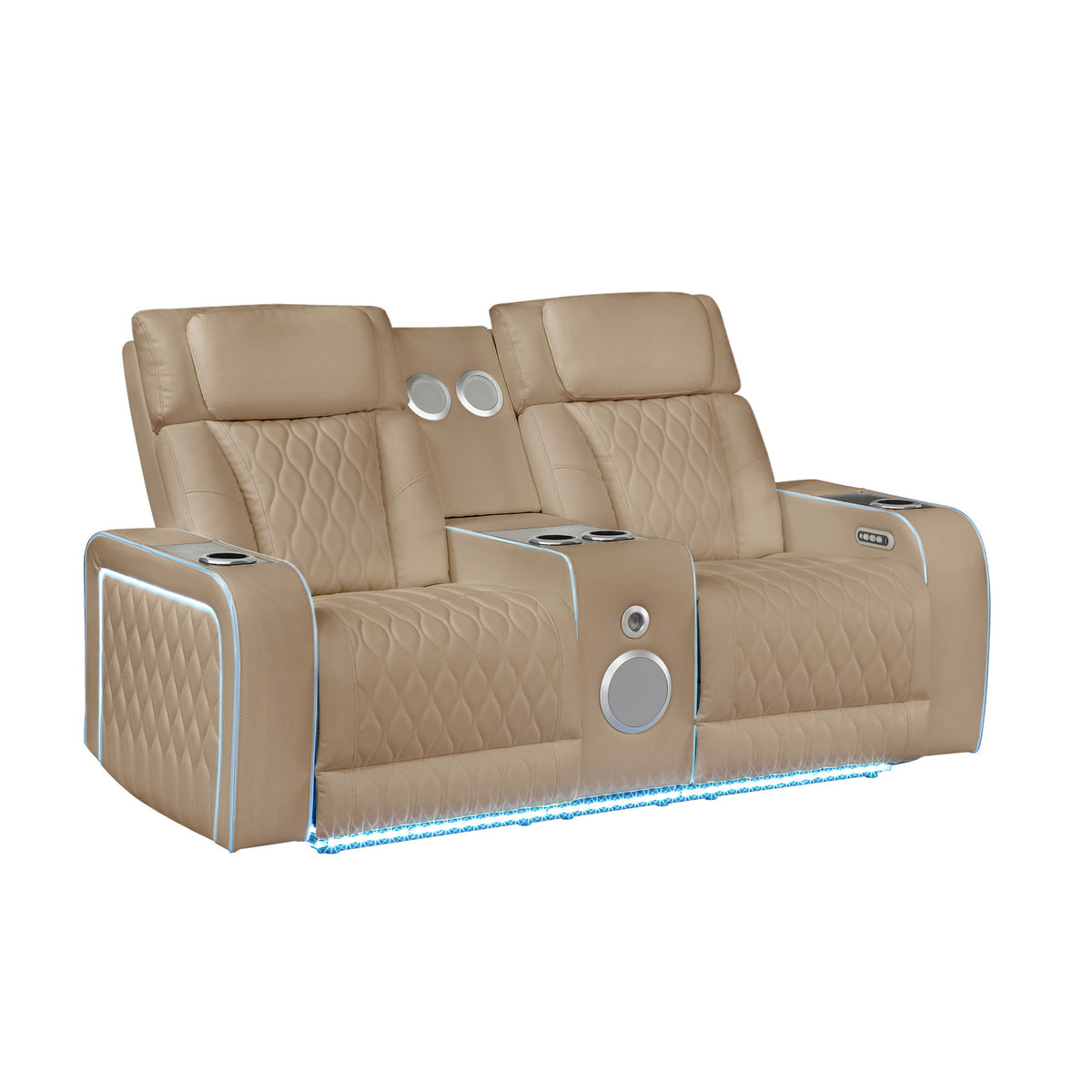 Electra - Power Reclining Loveseat With Power Headrests, Console, Speakers, Massage, LED Lighting And USB Control