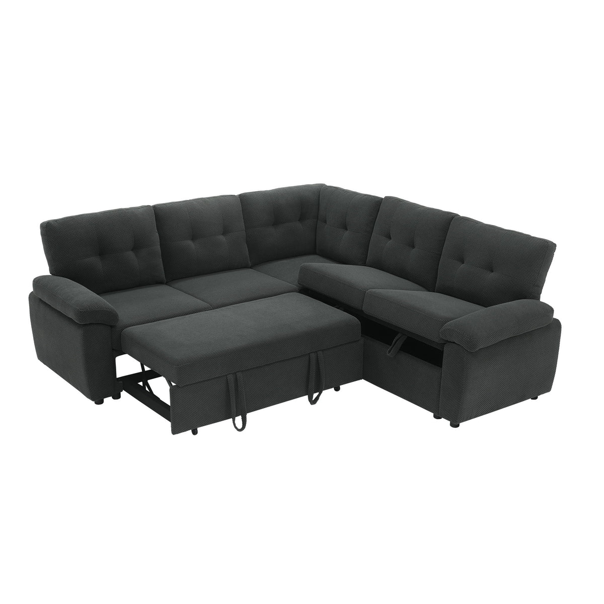Convertible Sectional Sofa Bed With Pull Out Sleeper And Storage