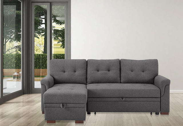 Destiny - Linen Reversible Sleeper Sectional Sofa With Storage Chaise - Sleeper Sectionals - Alpine Outlets