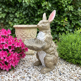 Magnesium Oxide Bunny Statue Holding Decor Hand-Painted Rabbit Sculpture Garden Lawn Ornament