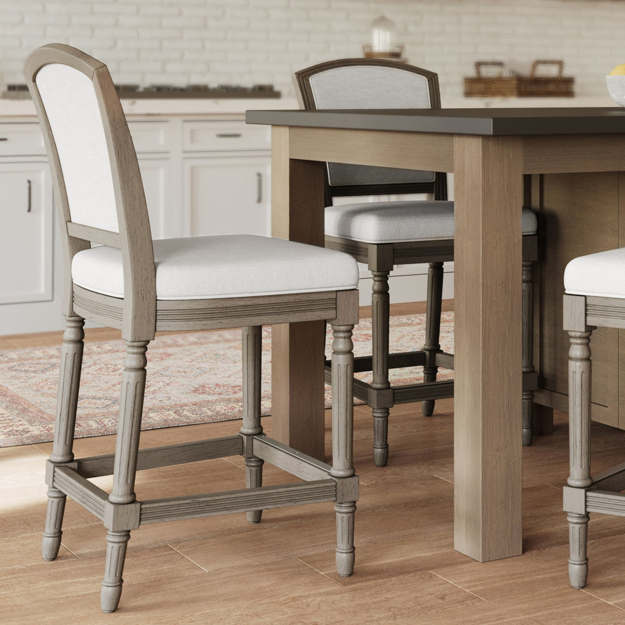 Stool With Upholstered Seat And Back