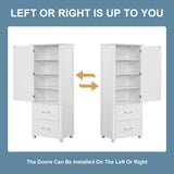 Tall Freestanding Bathroom Storage Cabinet With 2 Drawers And Adjustable Shelf