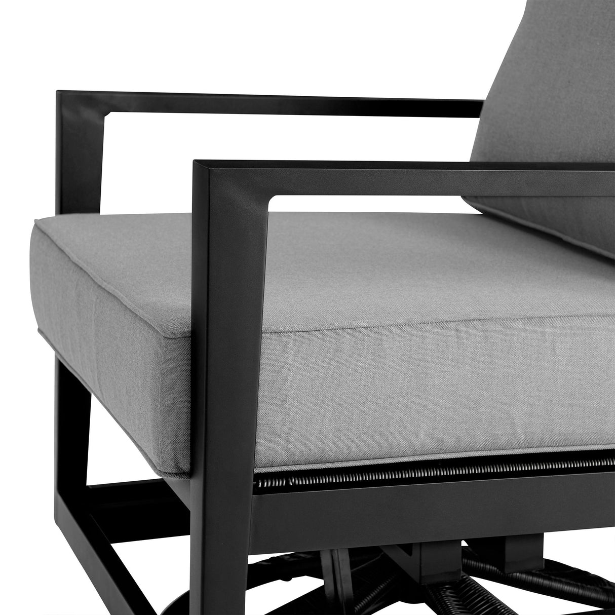 Grand - Aluminum Outdoor Swivel Glider Chair With Cushions - Black / Dark Gray
