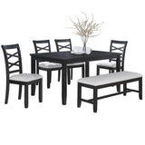 Dining Set 6 Piece With Table And Upholstered X Back Chairs - Charcoal