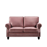Loveseat Sofa With Nailhead Detail & Turned Legs, 2 Seater Upholstered Couch