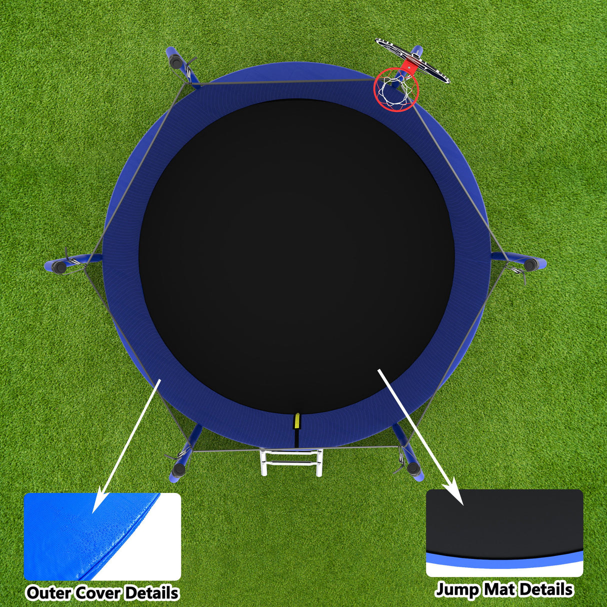 Trampoline With Basketball Hoop, Astm Approved Reinforced Type Outdoor Trampoline With Enclosure Net - Trampolines - Alpine Outlets