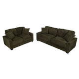Sofa & Loveseat 2 Piece Set With Accent Pillows - Forest Green