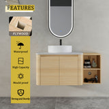 Mounted Bathroom Vanity With Art Sink, Storage Shelves, Soft Close Door