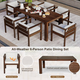 Rustic Patio Dining Set For 6 With Removable Cushions