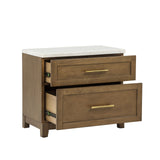 Devonshire - Nightstand With Marble Top And USB Port - Cognac