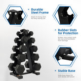 BalanceFrom 150LB Coated Hex Dumbbell Weight Set and A-Frame Storage Rack