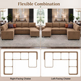 U - Shaped Convertible Sectional Sofa Bed With Storage, USB Charger & Cup Holders