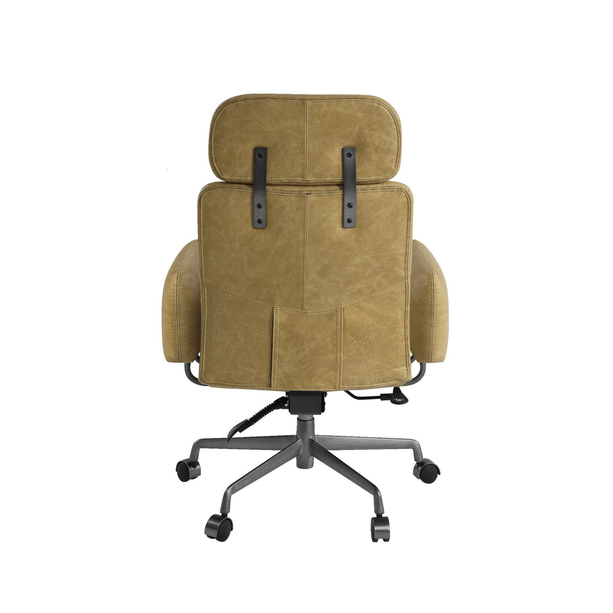 Davu Vintage Top Grain Leather & Iron Swivel Office Chair