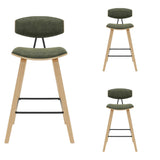 Fox - Counter Height Curved Back Wood Bar Stool With Faux Leather Seat