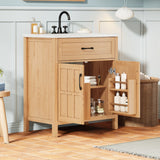 Bathroom Vanity With Sink, Adjustable Shelf & Door Organizers - Walnut