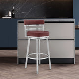 Titana - Swivel Faux Leather And Brushed Stainless Steel Bar Stool