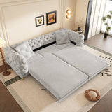 3 In 1 Convertible Sleeper, Deep Seat Pull Out Sofa Bed, Button Tufted