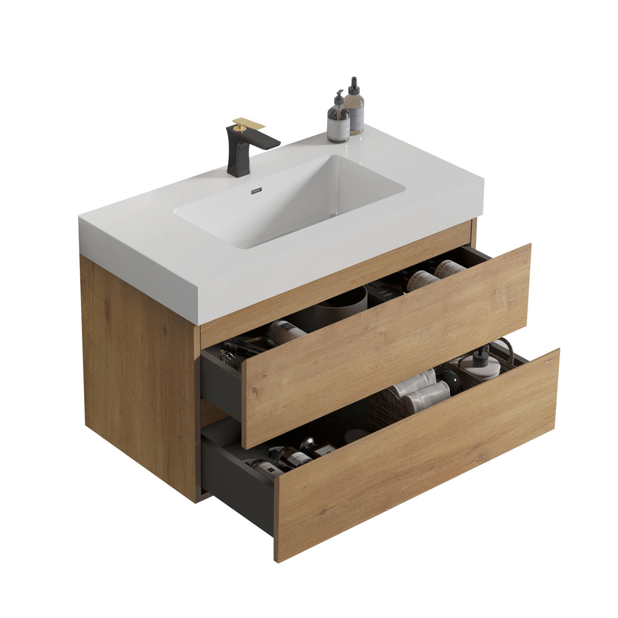 Alice - Bathroom Vanity With Sink, Large Storage Wall Mounted Floating Bathroom Vanity For Modern Bathroom