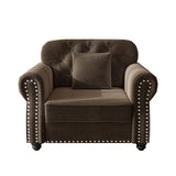 Upholstered Sofa With Nailhead Trim And Rolled Armrests