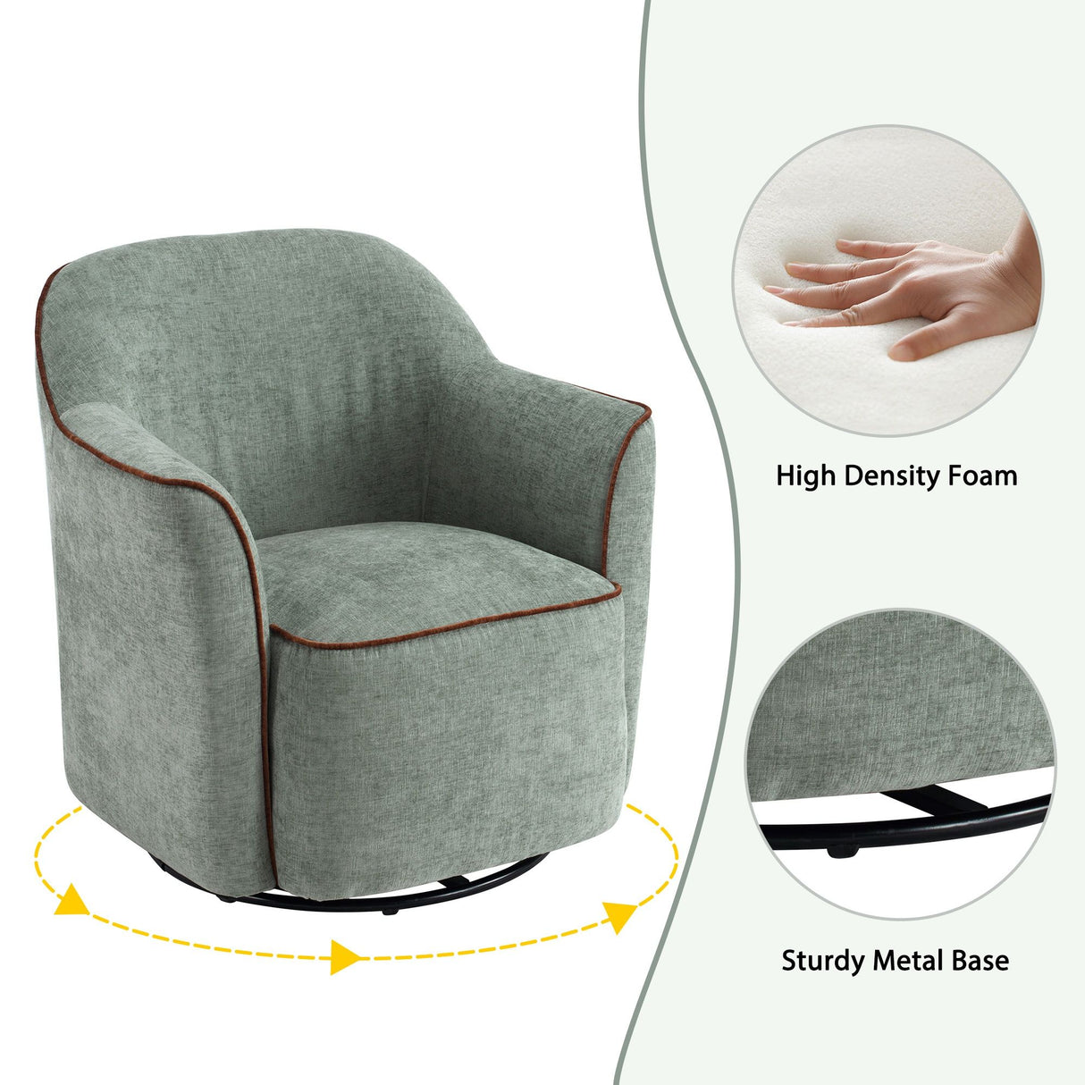 360° Swivel Accent Chair With Flared Arms