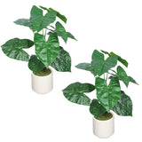 30'' Artificial Tropical Alocasia Leaf Plant With White Pot 2pc/set