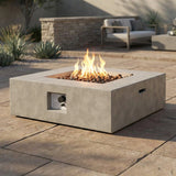 Outdoor Fire Pit Table Modern Reinforced Concrete Warming Hearth Gray