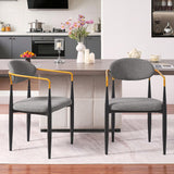 Modern Upholstered Dining Chair With Accented Armrests (Set of 2)