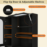 Tall Freestanding Kitchen Pantry Cabinet With Arched Glass Door