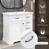 36" Bathroom Vanity With Sink, 2 Tip-Out Drawers, Soft Close Hinges