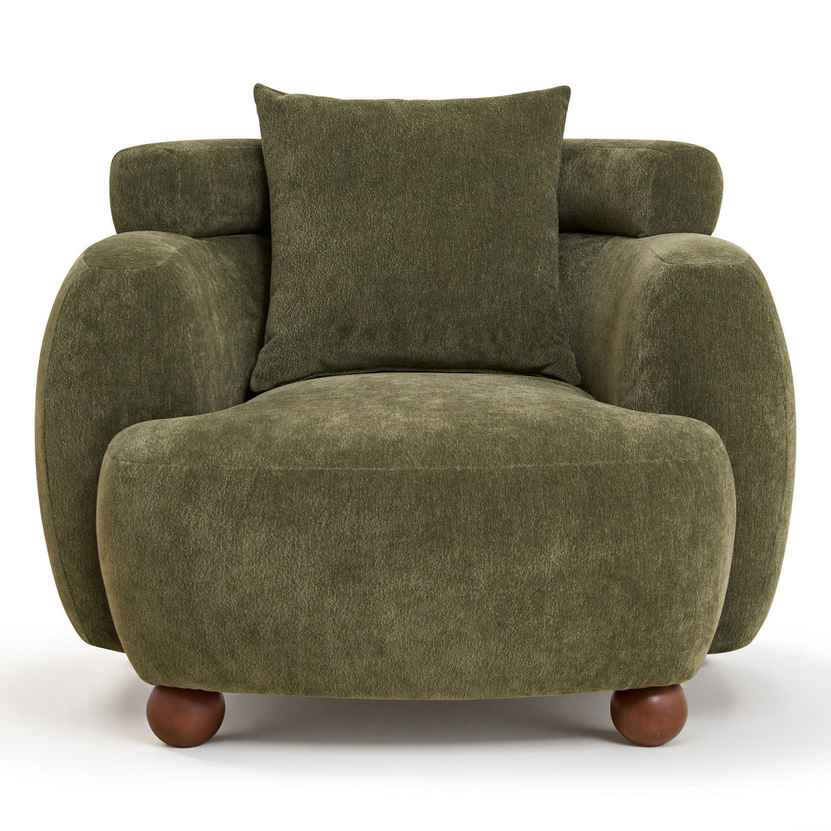 Clubchair, Bucket Chair, Decorative Sofa With Pillow, For Living Roon - Olive Green