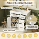 2 Piece Freestanding Bathroom Vanity Set With Sink Top, Reversible Dual Layout