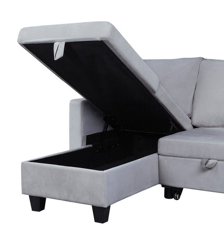 Nova - Velvet Reversible Sleeper Sectional Sofa With Storage Chaise - Sleeper Sectionals - Alpine Outlets