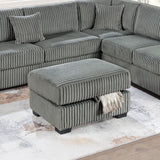 3 Piece Sectional Sofa With Reversible Chaise And USB Storage Ottoman