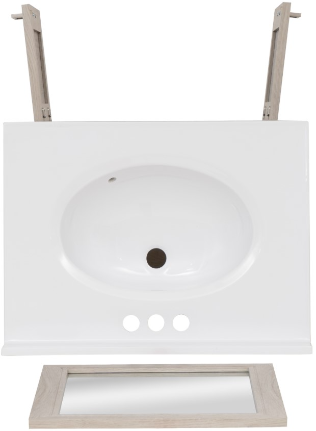 Linon Barkley Sandstone 25" Vanity with Mirror