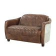 Brancaster - Grain Leather Loveseat - Brown - Stationary Loveseats - Alpine Outlets