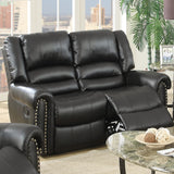 Plush Relax Power Reclining Loveseat 2 Seat Couch With USB Charging Armrest Cushion Living Room Furniture - Black